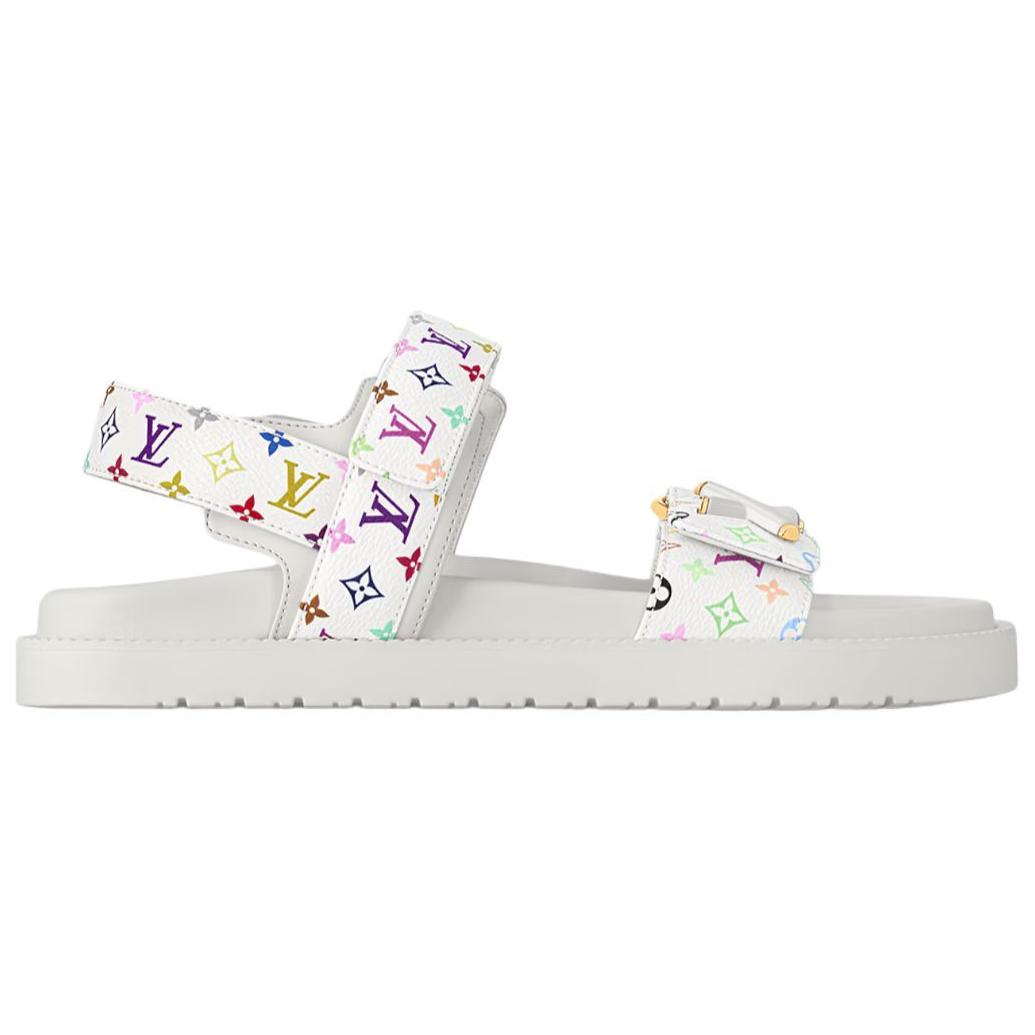 LOUIS VUITTON Lv Sunset Flat Comfort Sandal Takashi Murakami White Women's