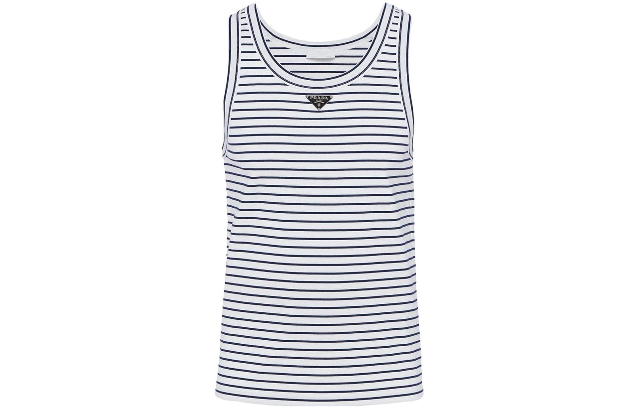 PRADA Triangle-logo Striped Tank Top