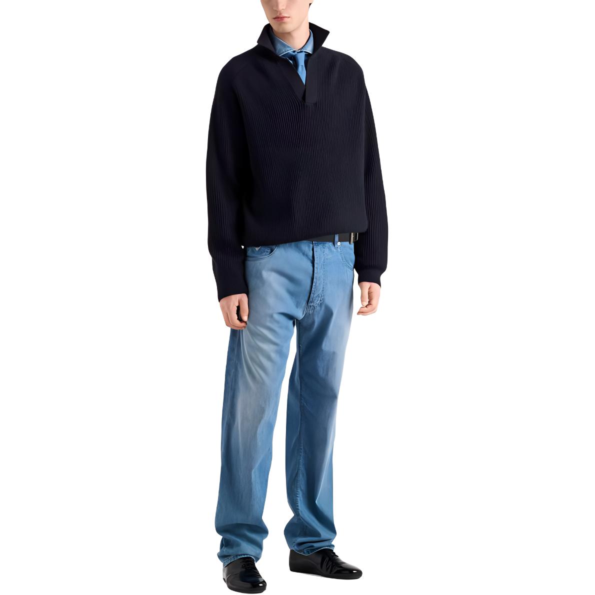 PRADA SS24 Cashmere Sweater Men's Blue