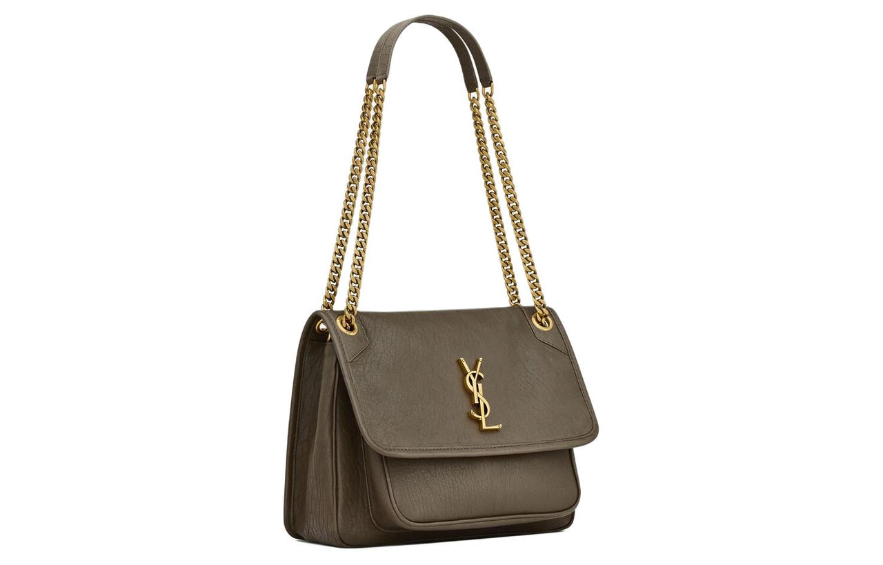SAINT LAURENT Lambskin Crossbody Bag Medium Size Women's Light Musk