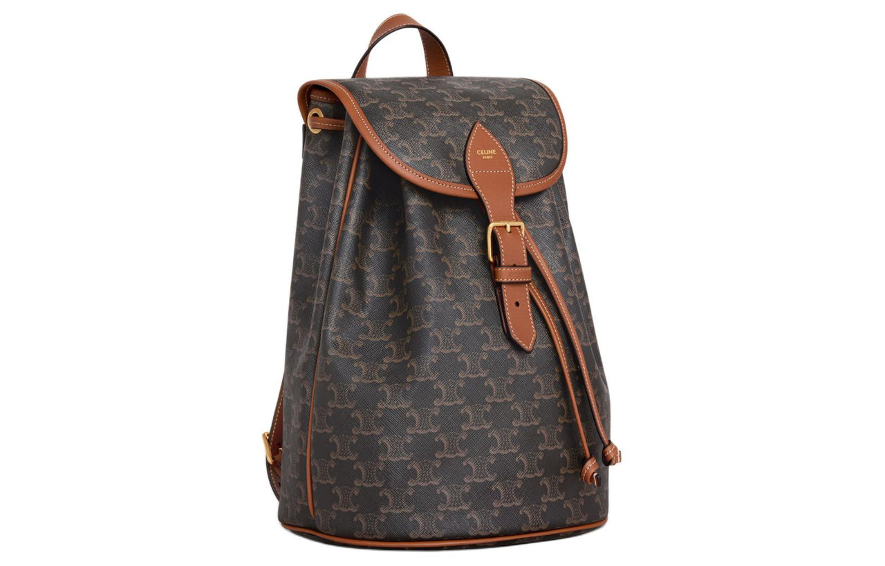 CELINE Cow Leather Backpack Medium Size Women's Tawny