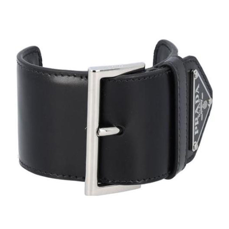 PRADA Calfskin Brass Bracelets Women's Black