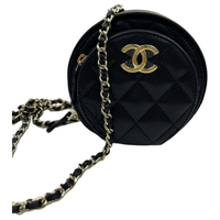 CHANEL Calfskin Small Round Bag Shoulder Bag Crossbody Bag Mini Women's Black