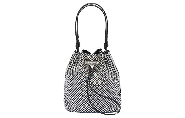 PRADA Fabric Bucket Bags Shoulder Bag Crossbody Bag Handbag Mini Women's Black