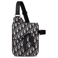 DIOR Saddle Cow Leather Saddle Bag, Shoulder Bag, Crossbody Bag, Clutch, Sling Bag Men's Beige & Black