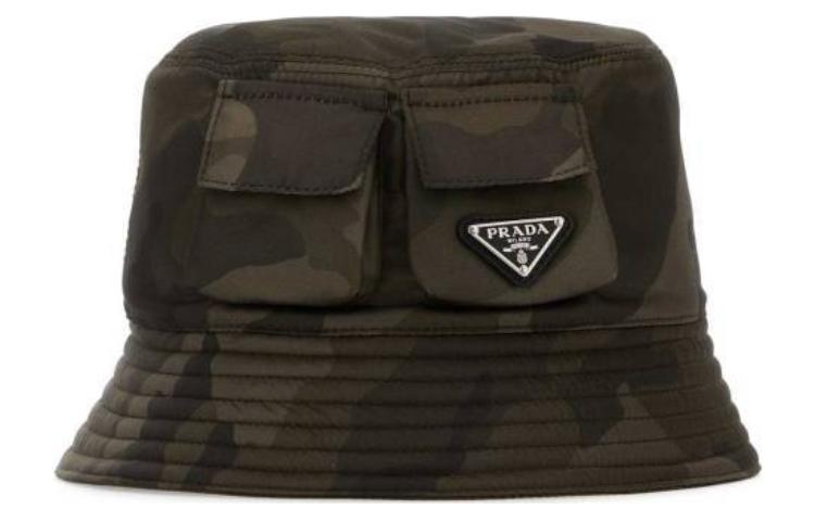 PRADA Recycled Polyamide Synthetic Fiber Resin Bucket Hats Men's Green