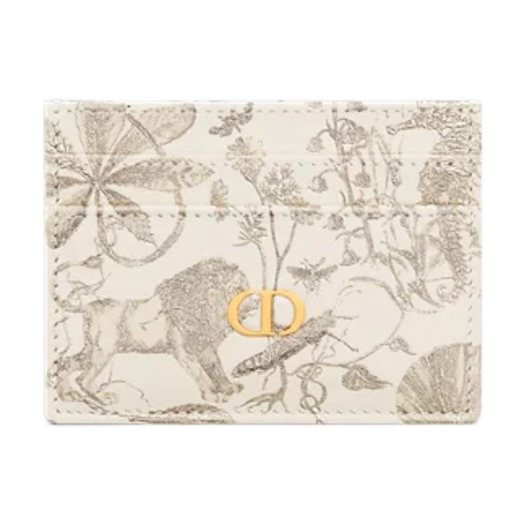 DIOR Caro Cow Leather Card Holder Women's Milk White