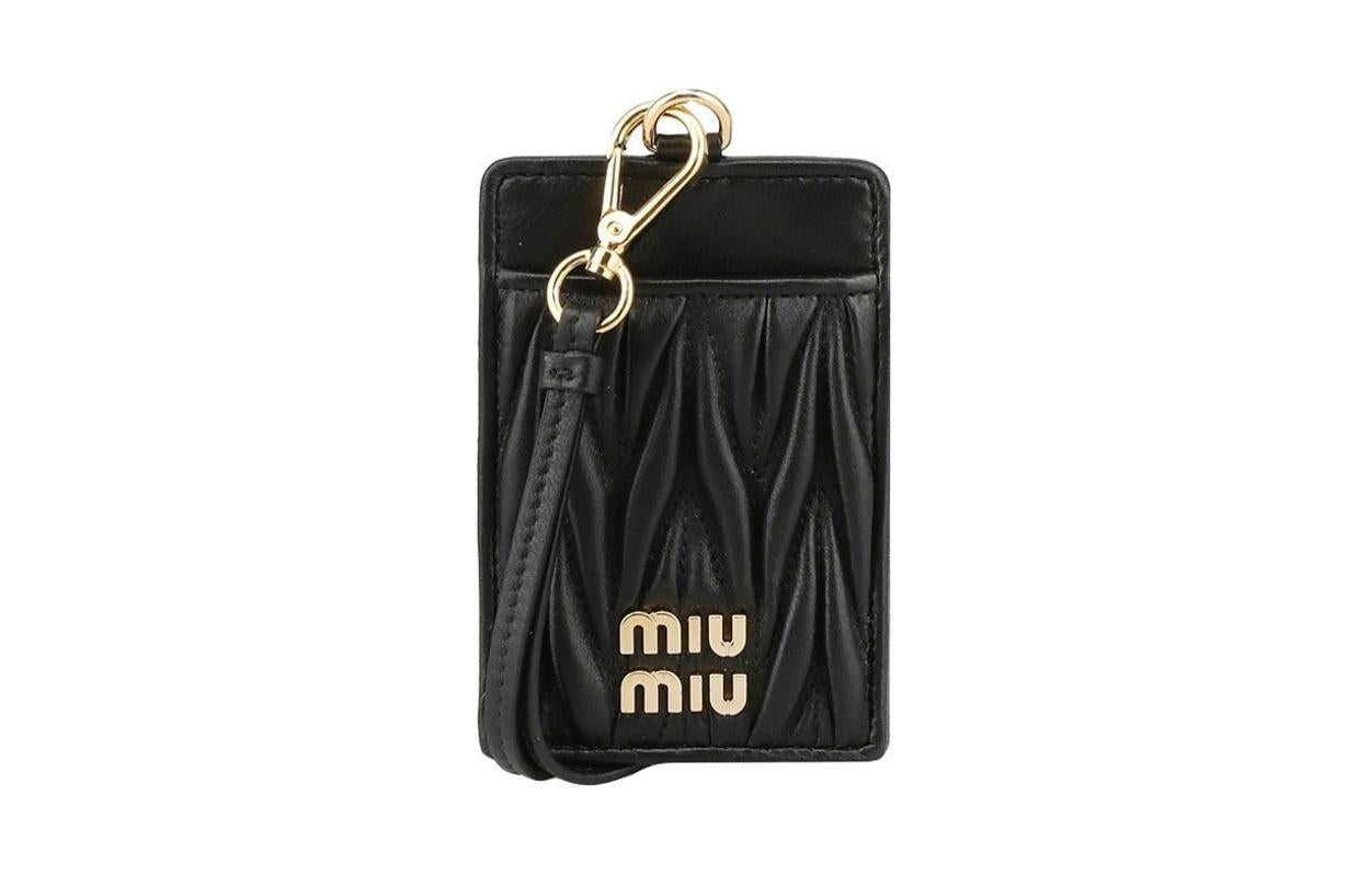MIU MIU Leather Card Holder Women's Black