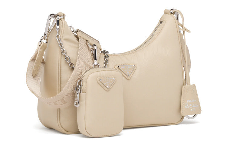 PRADA Re Edition Nylon Shoulder Bag, Handbag, Shoulder Bag, Crossbody Bag Regular Women's Desert Beige