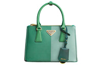 PRADA Galleria Killer Bag Leather Shoulder Bag Crossbody Bag Handbag Small Size Women's Teal/Green Jade Color