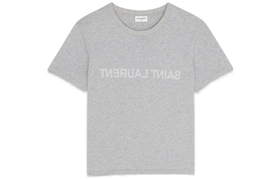 SAINT LAURENT Reverse T Shirt 'Gris Chine/Naturel'