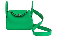 HERMES Lindy Clemence Bullock Leather Handbag, Shoulder Bag, Crossbody Bag Mini Women's 0Z Vert Comics Comic Green
