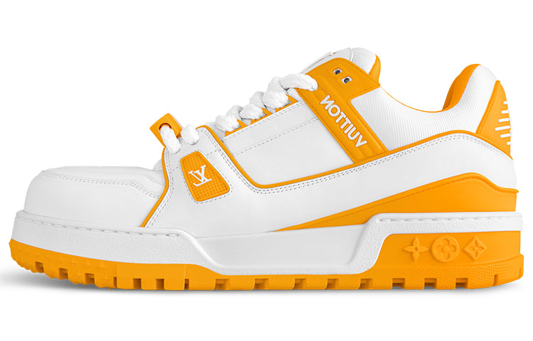 LOUIS VUITTON Trainer Low-Top Skateboard Shoes Women's White Yellow