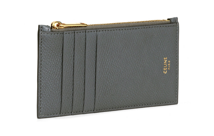 CELINE Grained Calfskin Card Holder Men's Gray
