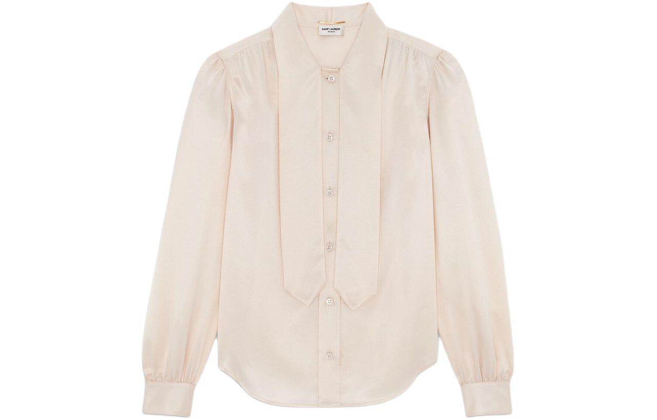 SAINT LAURENT Lavallière-Neck Long-Sleeved Blouse