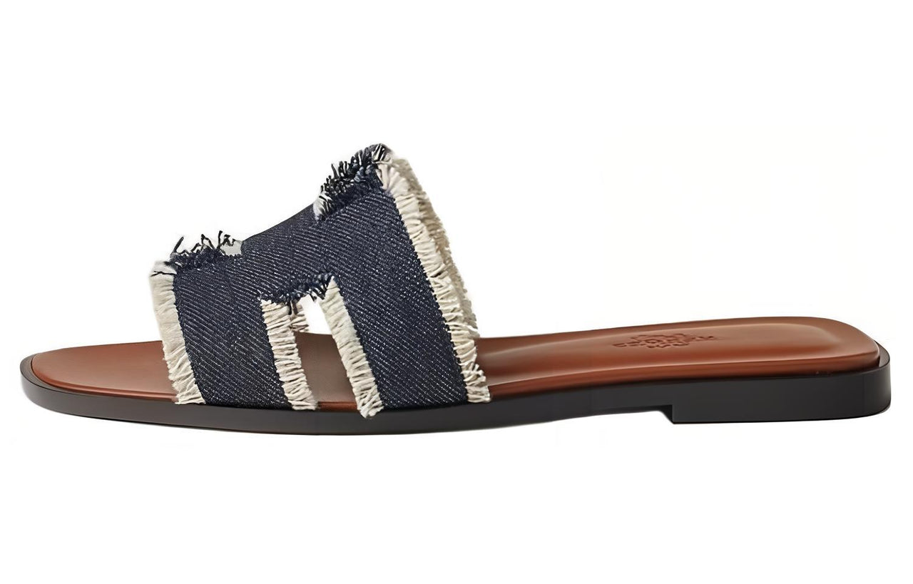 HERMES Oran Slip-Resistant Slide Slippers Women's Dark Blue