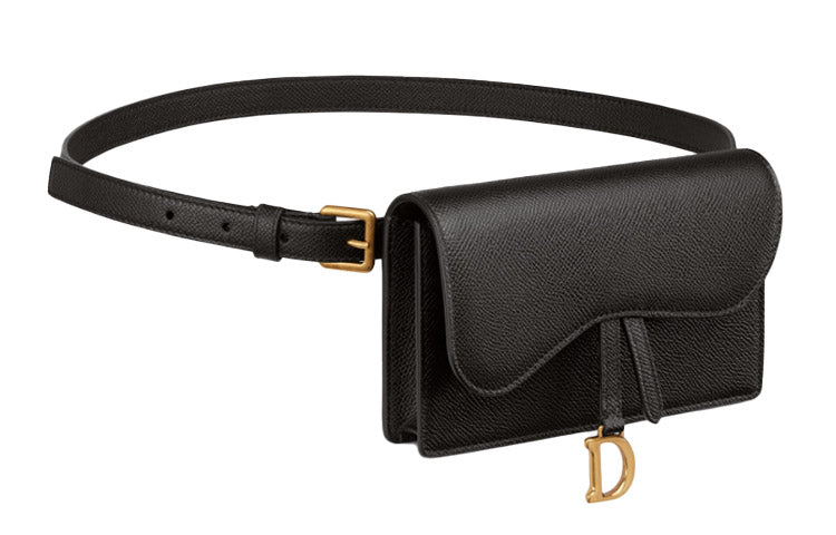 DIOR Saddle Cow Leather Saddle Bag Fanny Pack Regular Women's Black