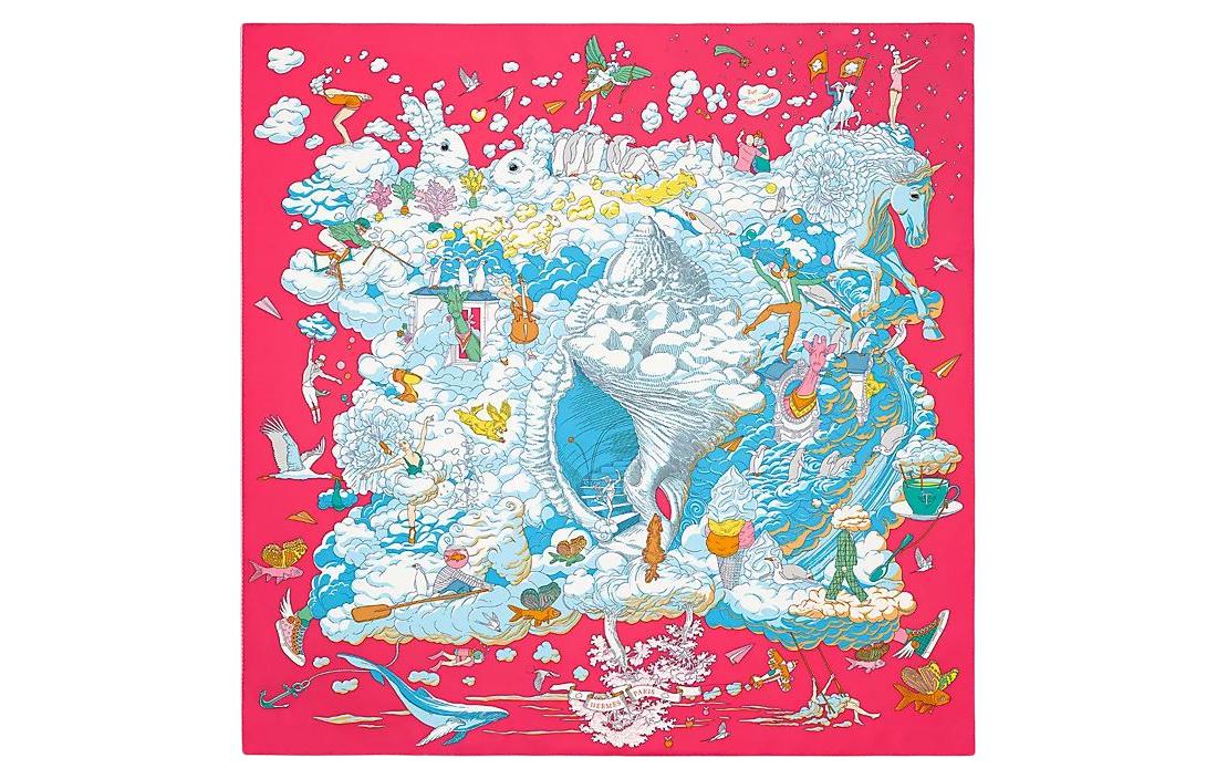 HERMES Silk Scarves Women's Red