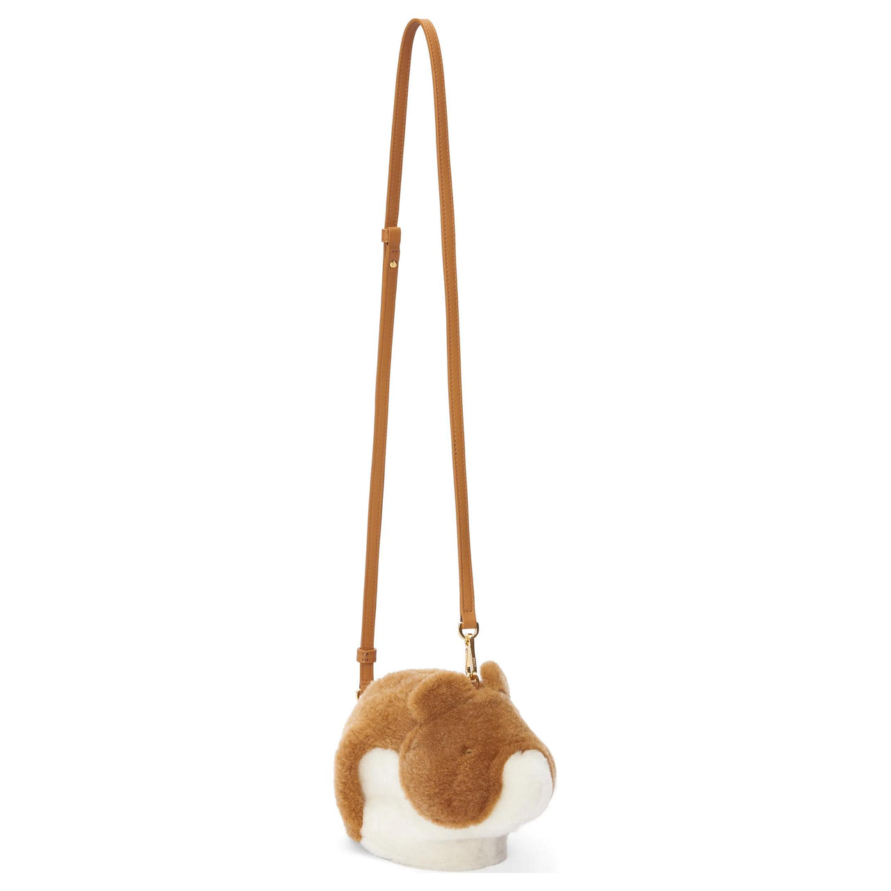 LOEWE Shearling Cow Leather Patchwork Shoulder Bag Crossbody Bag Regular Women's Caramel With White Accents