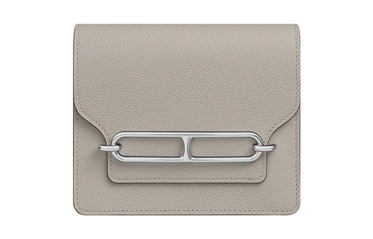 HERMES Roulis Evercolor Calfskin Pig Nose Bag Card Holder Fanny Pack Coin Purse Wallet Women's 8L Beton Glacier White