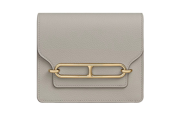 HERMES Roulis Evercolor Calfskin Pig Nose Bag Card Holder Fanny Pack Coin Purse Wallet Women's 8L Beton Glacier White