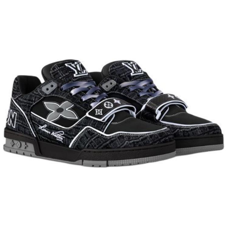 LOUIS VUITTON Trainer Low-Top Skateboard Shoes Men's Black