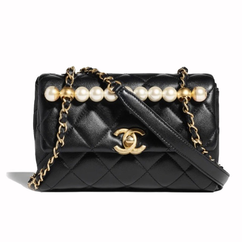 CHANEL Leather Flap Bag Shoulder Bag Crossbody Bag Women's Black