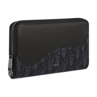 DIOR Saddle Grain Calfskin Wallet Regular Men's Black