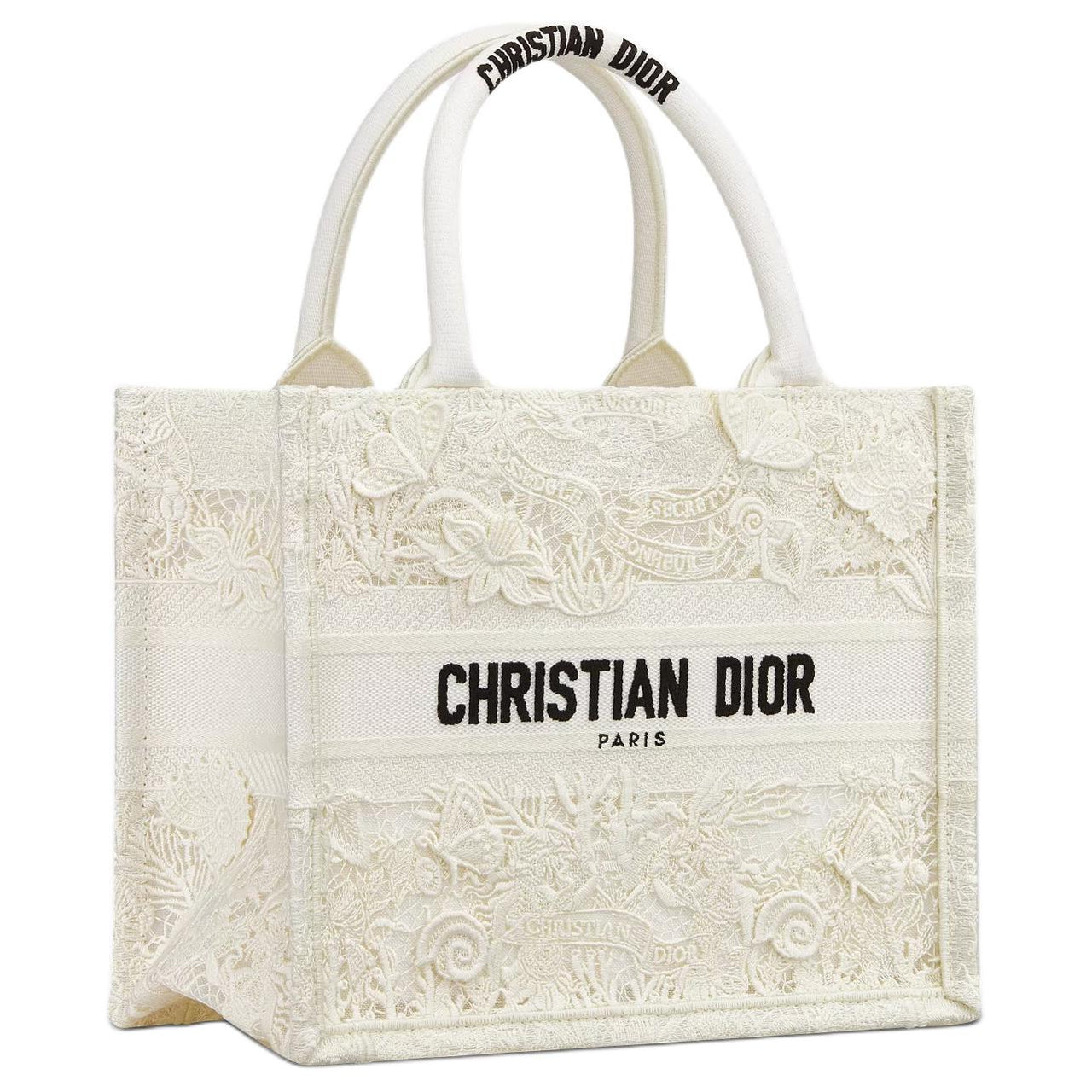 DIOR BookTote Cotton Tote Bag, Shopping Bag, Handbag Trumpets Women's Milk White