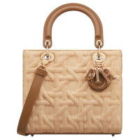 DIOR Lady Dior Calfskin Lady Dior Bag, Shoulder Bag, Crossbody Bag, Handbag Medium Size Women's Beige