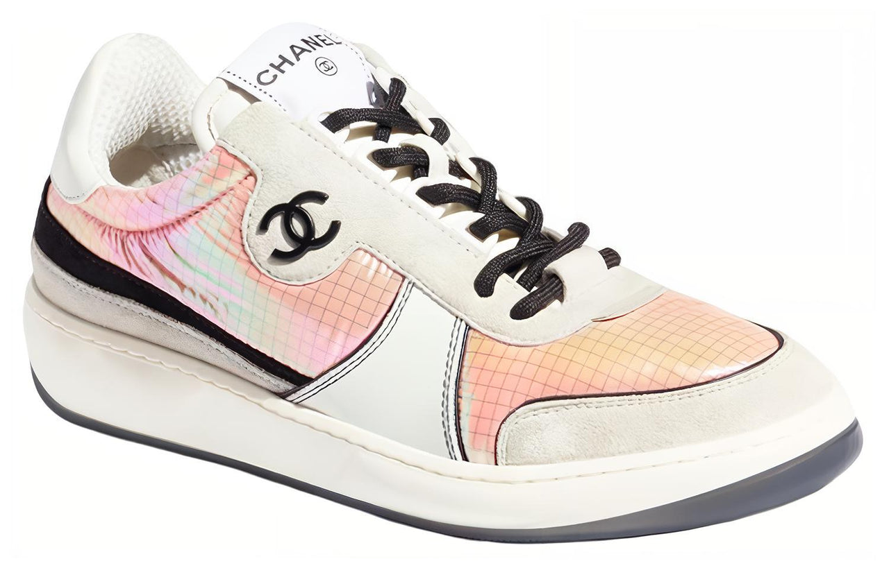 CHANEL Low Top Stylish Skateboarding Shoes Women's Light Gray