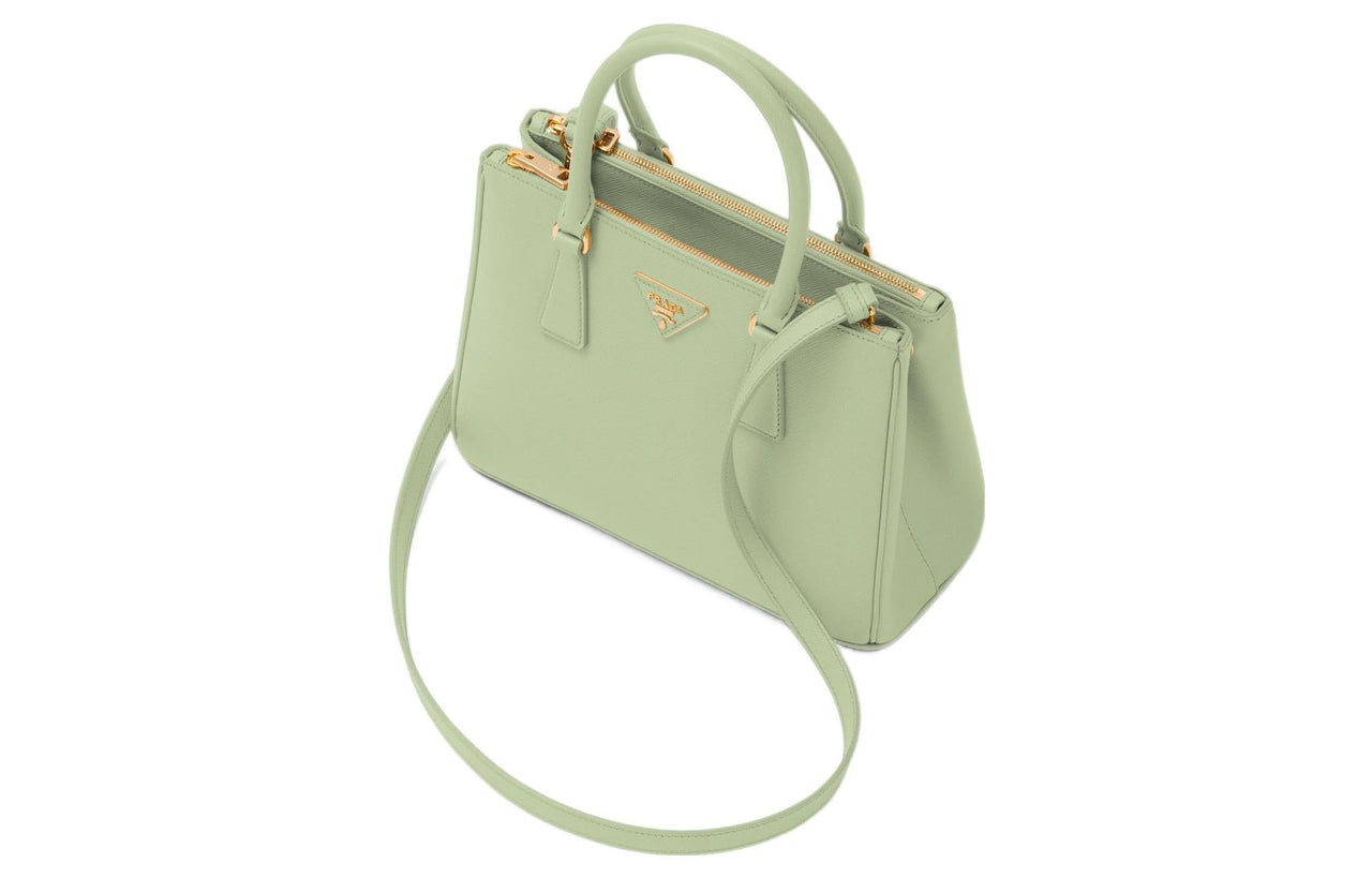 PRADA Galleria Killer Bag Leather Handbag Medium Size Women's Light Green