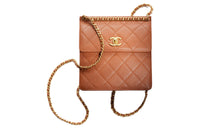 CHANEL Embossed Calfskin With Grains Backpack Regular Women's Light Brown