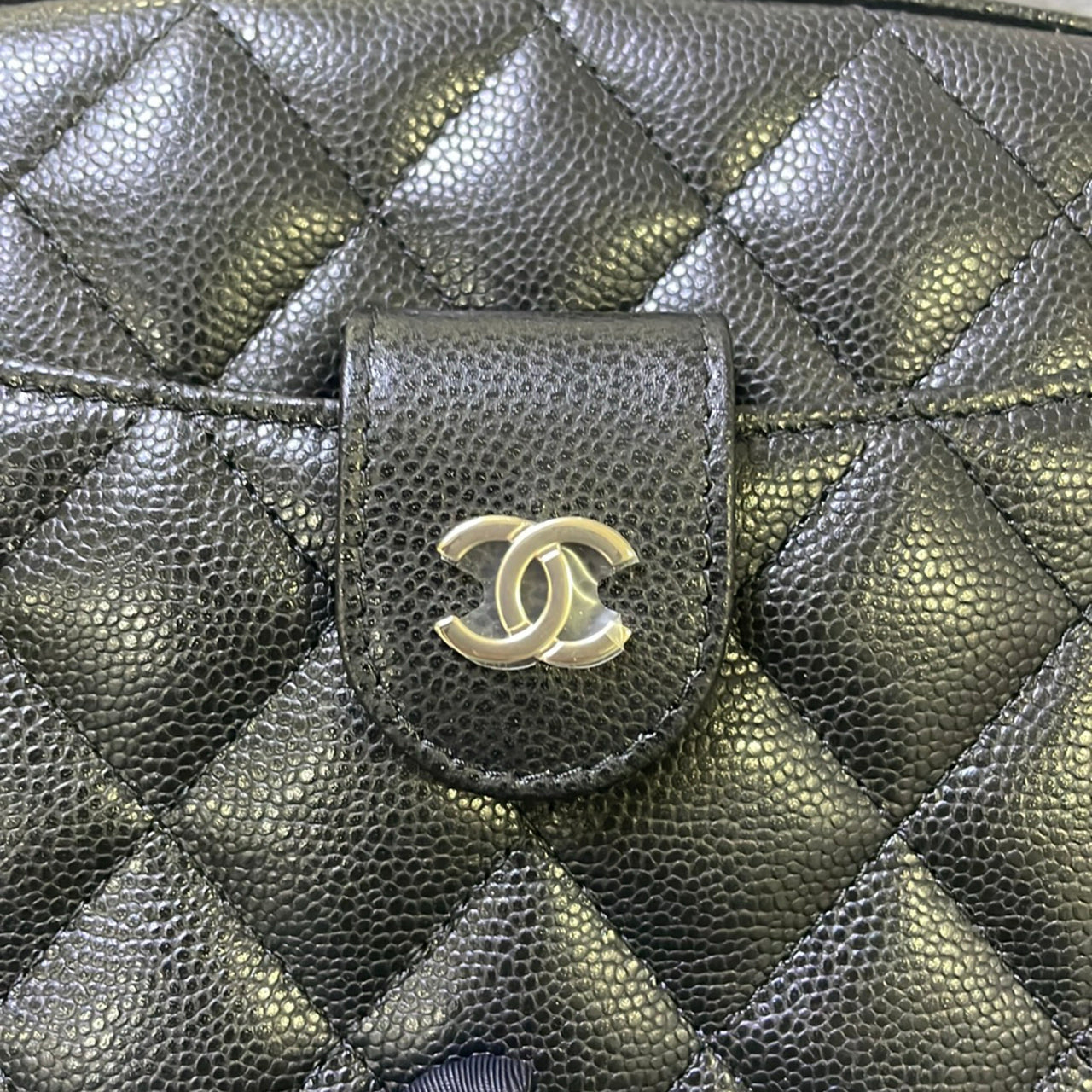 CHANEL Embossed Shiny Calfskin With Gold Metal Shoulder Bag Crossbody Bag Women's Black