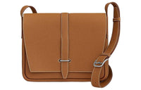 HERMES Steve Light Junior Togo Calfskin Messenger Bag, Crossbody Bag Regular Unisex Gold Brown