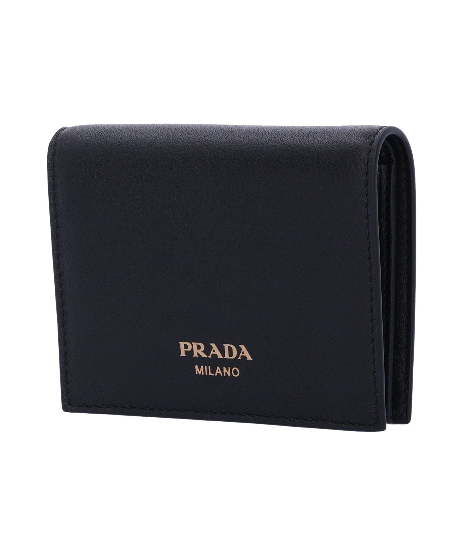 (WMNS) PRADA FW24 Gold Metal Logo Wallet 'Black' 1MV204-2CYS-F0002