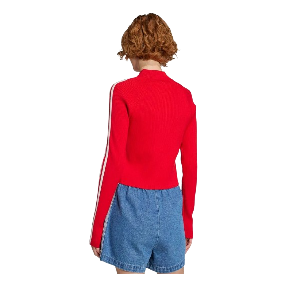 (WMNS) adidas 3-Striped Slim Knit Track Top 'Red' JY2598