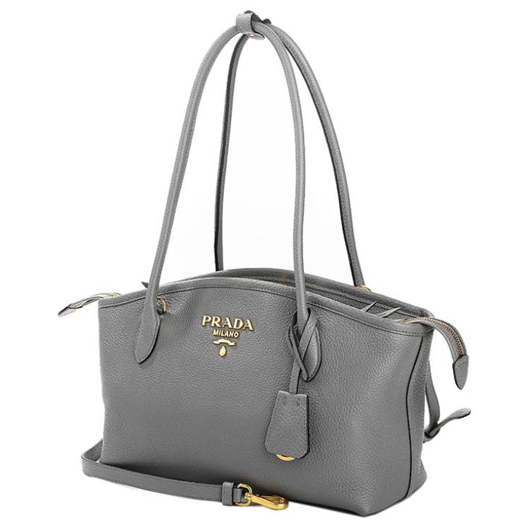 PRADA Calfskin Tote Bag Shopping Bag Shoulder Bags Women's Gray