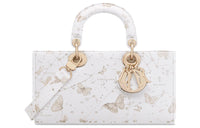 DIOR Lady D Joy Calfskin Lady Dior Bag, Shoulder Bag, Crossbody Bag, Handbag Medium Size Women's White
