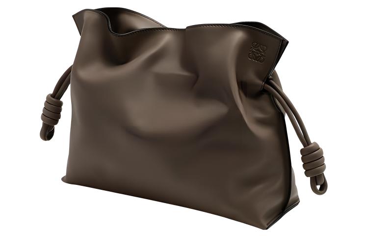 LOEWE Calfskin One Shoulder Crossbody Clutch Medium Size Women's Chocolate