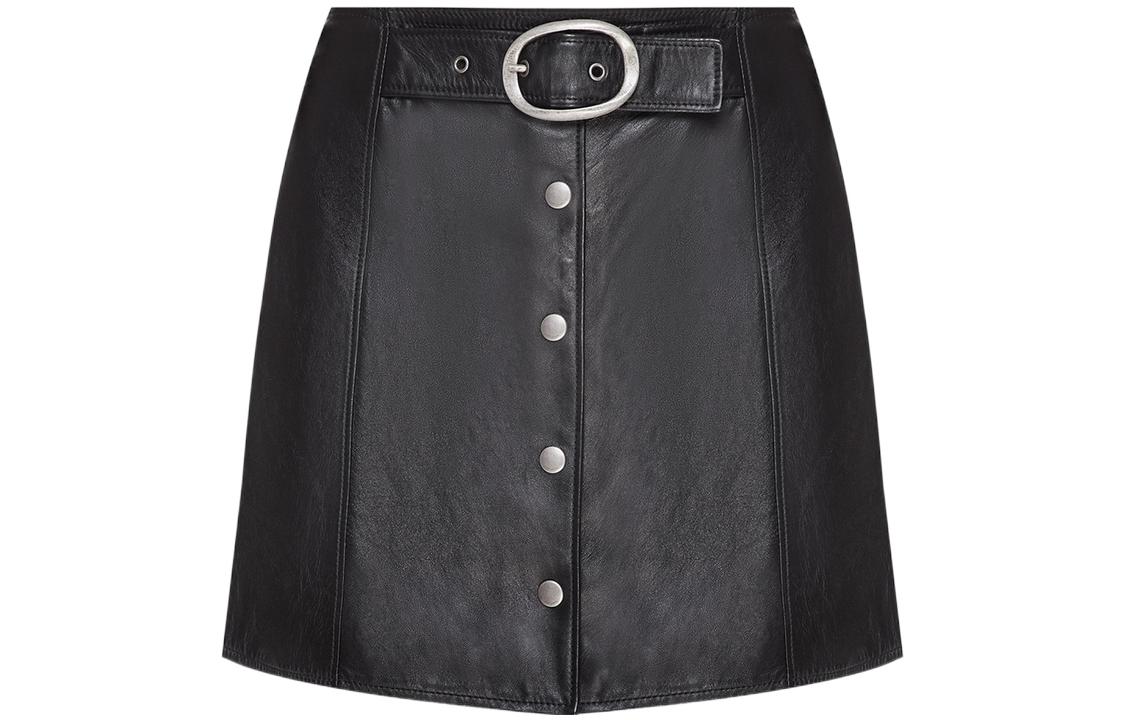 SAINT LAURENT Leather Short Skirts Women's Black