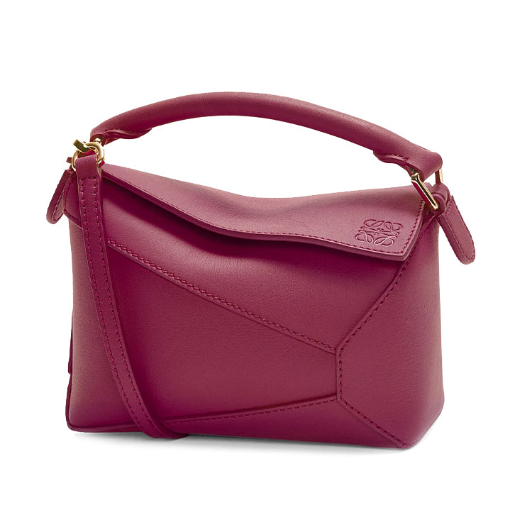 LOEWE Puzzle Cow Leather Handbag, Shoulder Bag, Crossbody Bag Mini Women's Crimson