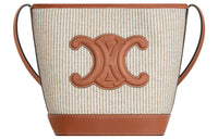 CELINE Fabric With Cow Leather Bucket Bag, Shoulder Bag, Crossbody Bag Trumpets Women's Beige/Brown