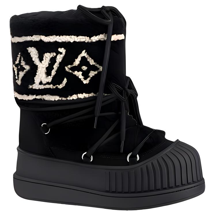 LOUIS VUITTON Polar Short Mid Calf Snow Boots Women's Black