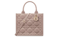 DIOR BookTote Calfskin Tote Bag Shopping Bag Shoulder Bag Crossbody Bag Handbag Small Size Women's Warm Taupe Gray
