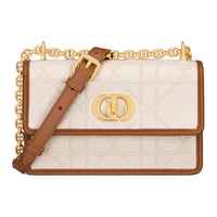 DIOR Woven Cotton With Calfskin Detail Crossbody Bag, Shoulder Bag Women's Beige