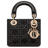 DIOR Lady Dior Sheepskin Dior Bag Shoulder Bag Handbag Crossbody Bag Extra Mini Women's Gray/Black