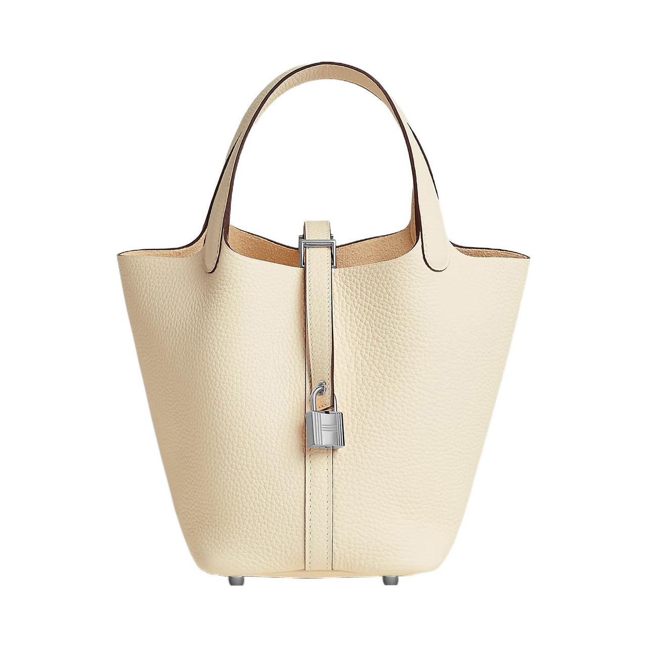 HERMES Picotin Lock Clemence Bullock Leather Basket Bag Handbag Bucket Bag 18 Women's I2 Nata Cream White
