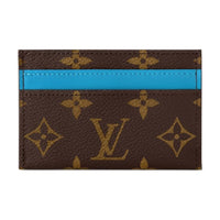 LOUIS VUITTON Leather Card Holder Regular Unisex Blue & Brown