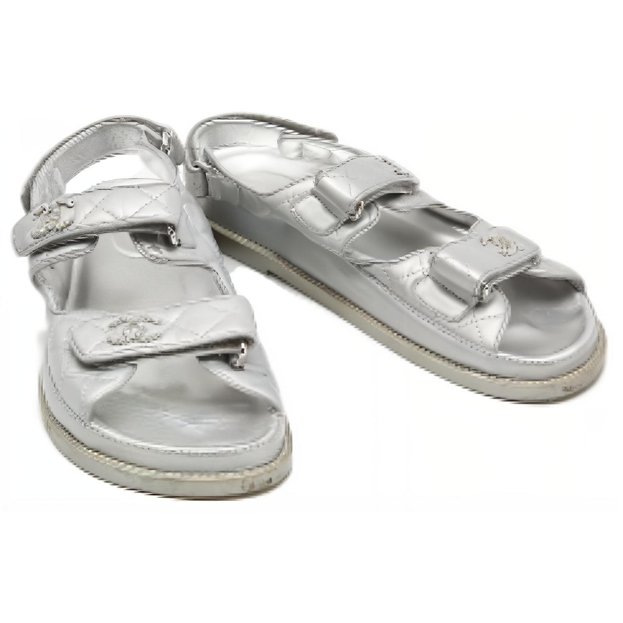 CHANEL Beach Sandals Women's Silver